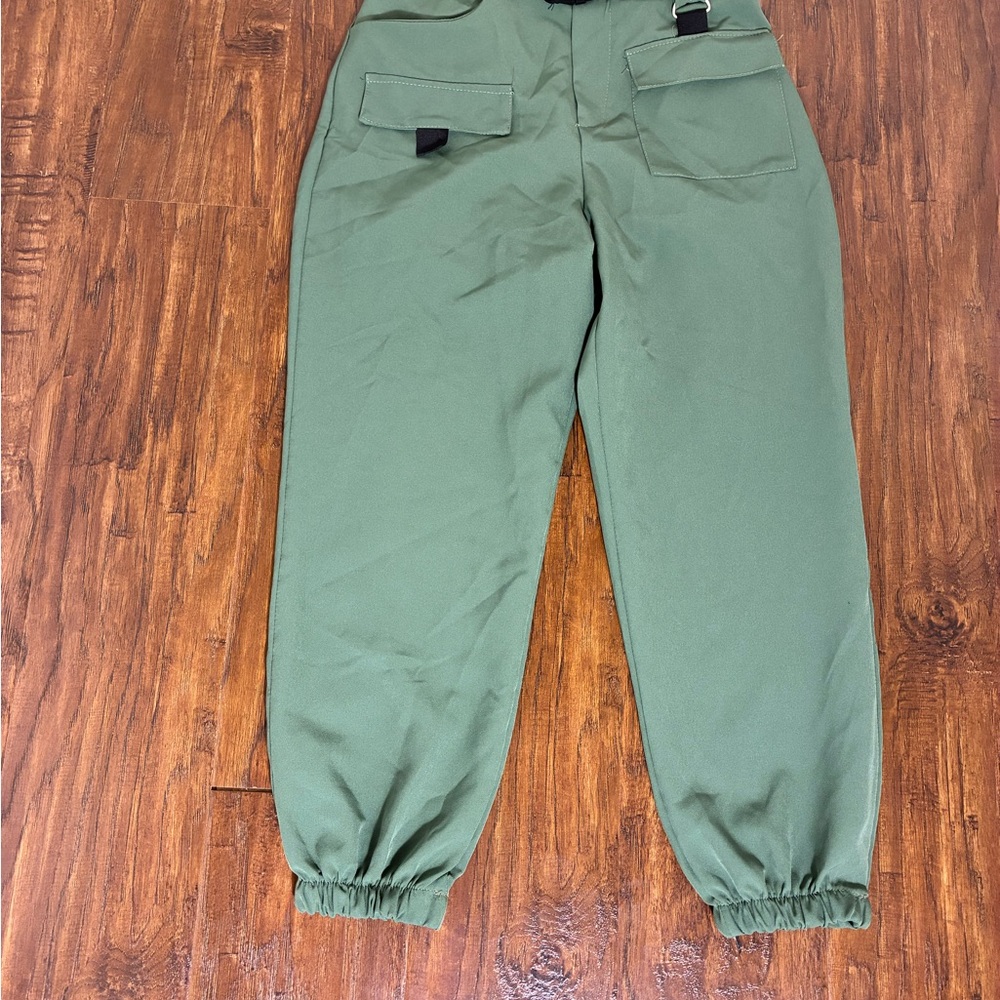Nasty Gal Army Green Cargo Pocket Utility Cuffed Women’s Small Pants #PA15